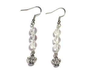Boucles d'oreilles couronne métal et perles Quartz - Imagen 1 de 2