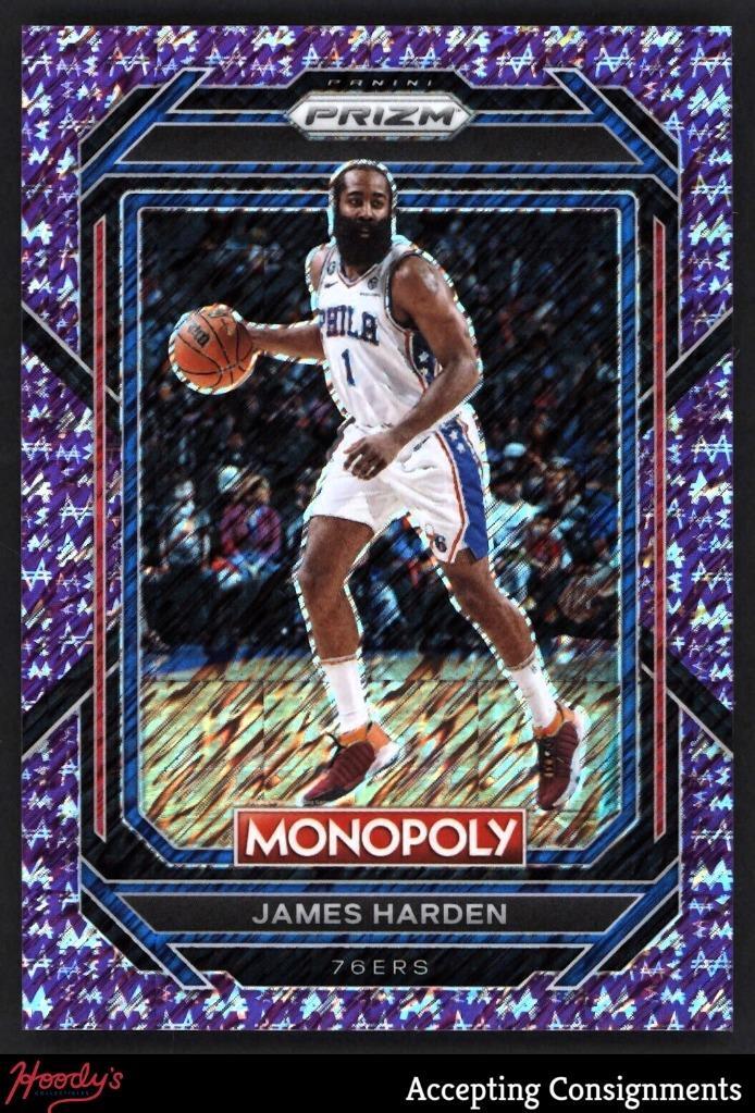 2022-23 Panini Prizm Monopoly Purple Money Shimmer #68 James Harden 25/50