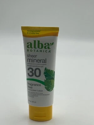 Loción protectora solar mineral transparente Alba Botanica FPS 30 sin fragancia 3 fl oz Foto 1 de 2