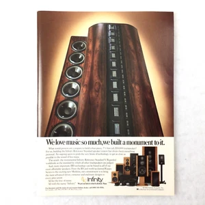 Infinity 80s VINTAGE PRINT AD Love Music Built Monument Loudspeaker 7.5 Foot - Picture 1 of 1