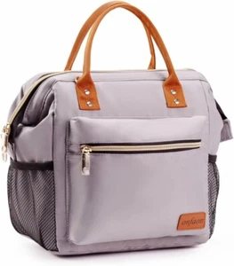 Lunch Bag for Women, Insulated Reusable Lunch Box Leakproof Cooler (Gray) - Picture 1 of 5