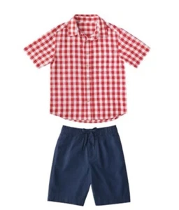 Linen Button Down Shirt And Pull On Short Set See Size Chart NWT Boys XL 14/16 - Picture 1 of 8