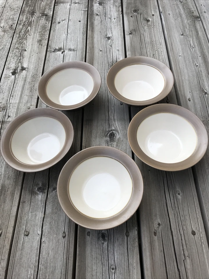 Set Of 5 Pfaltzgraff Brown Wide Trim Soup Pasta Bowl 7 1/4” Stoneware - Image 1 of 4