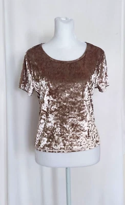 Camisa Antistar Para Mujer Talla Pequeña Manga Corta Terciopelo Aplastado Oro Rosa Rosa Foto 1 de 4