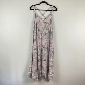 Cynthia Rowley Dress L Purple Floral Linen Blend Asymmetric Maxi Tank - Picture 1 of 10