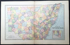 1888 Picturesque Atlas Large Original Antique Map of New South Wales, Australia
