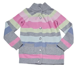 Gymboree Girls Gem Button Front Sweater Duster 7/8 Pastel Color Stripes - Picture 1 of 3