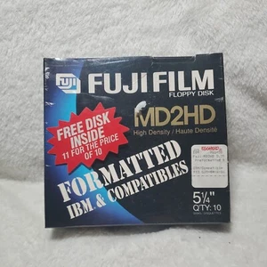 11 VTG NOS FUJIFILM MD2HD 5.25" 5 1/4" FLOPPY DISKETTE DOUBLE SIDED HIGH DENSITY - Picture 1 of 6