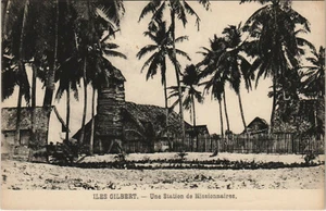PC KIRIBATI, ILES GILBERT, UNE STATION DE MISSIONAIRE, Vintage Postkarte (b29075) - Bild 1 von 2