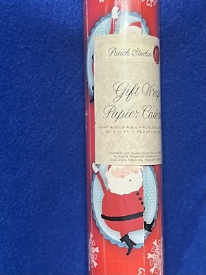 Punch Studio Christmas Wrapping Paper New Santa’s On Red background  Design - Image 1 of 2