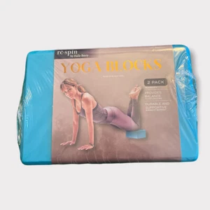 Re-spin Yoga Blocks by Halle Berry 2 Pack new Blue Foam Balance Supportive  - Picture 1 of 3
