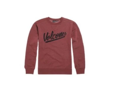 Mens Guys VOLCOM SCRIPT TEAM MAN CREW FLEECE SWEATSHIRT burgundy SMALL new $59 - Image 1 of 2