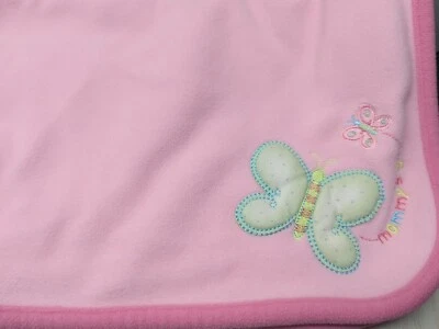 Tykes by Carters Fleece Pink Baby Blanket Mommy's Girl Green blue butterfly - Image 1 of 4