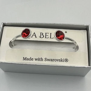 Silver Plated Cuff Bracelet Red Rhinestone Made w/Swarovski Gia Bella NIB - Picture 1 of 5