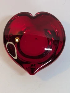 HERZFÖRMIGER BRIEFBESCHWERER VINTAGE WUNDERSCHÖN SCHWER ROT KUNSTGLAS - Bild 1 von 5