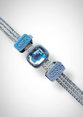 Pulsera Lori Bonn Topacio Azul Plata de Ley 925 Palanca Foto 1 de 4