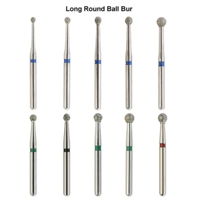 LANJING Multi-Use Dental Diamond Bur Long Round Ball Bur Surgical FG 801 801L High Speed