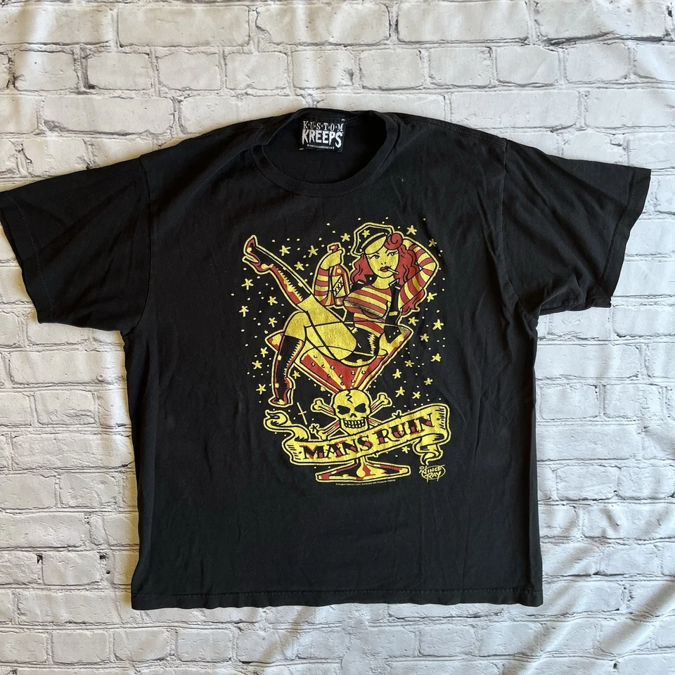 Camiseta Kustom Kreeps Mans Ruin Vince Ray Para Hombre Grande Y2K Sourpuss Rockabilly Foto 1 de 4