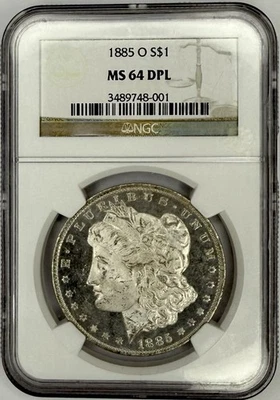 1885 O Morgan Silver Dollar $1 MGC MS64 DMPL ☆☆DEEP MIRROR PROOF LIKE☆☆ - Image 1 of 2