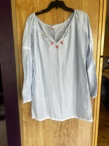 Victoria's Secret Prairie Cottage Core Cotton Nightgown Floral Blue Cream Size M - Picture 1 of 3