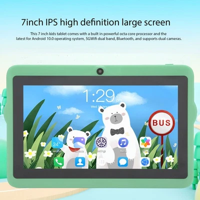Green US Plug 7in Kids Tablet For Android10 5G WIFI Dual Band 2GB 32GB 8 Cores - Image 1 of 4
