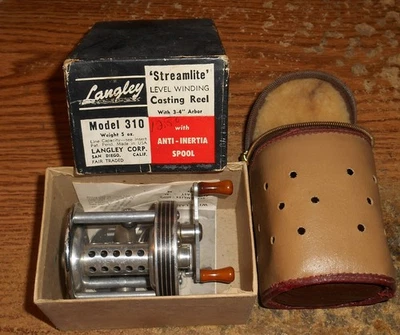 CARRETE DE FUNDICIÓN VINTAGE LANGLEY STREAMLITE MODELO 310 KB/EN CAJA/¡RESISTENTE! Foto 1 de 4