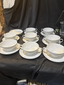 Rosenthal Studio Line White Lotus Double Handle Cream Soup And Saucers Set8 - Picture 1 of 8