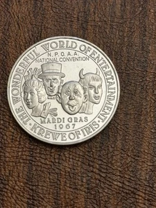 1967 RARE Iris N.P.O.A.A.  .999 Fine Silver Doubloon- Mardi Gras Krewe Favor - Picture 1 of 2