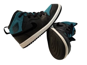 Nike Air Jordan 1 Retro Mid (TD) Boy's Size 9C Sneakers Black Teal - Picture 1 of 7