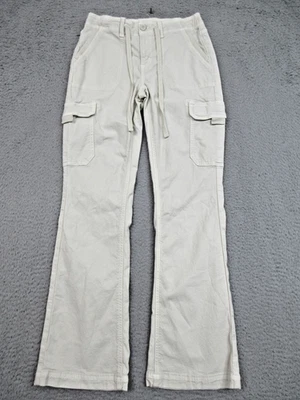 American Eagle Cargo Pants Womens 00 Regular White Stretch Utility Flare Pockets - Image 1 of 4