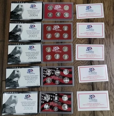 2004-2008 U.S. Mint 50 State Quarters SILVER PROOF Sets Lot #B1 - Image 1 of 4
