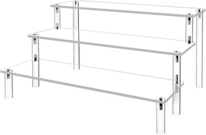 Acrylic Display Risers,Clear Shelf 3 Tier Cupcake Display Stand Steps for Food D - Picture 1 of 12