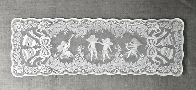 White 16" X 54" Quaker Lace Table Runner Valentine Wedding Christmas - Image 1 of 4