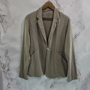 Neon Buddha Jacket Womens XL Taupe Artsy Art To Wear Button Knit Blazer Stretch - Picture 1 of 11