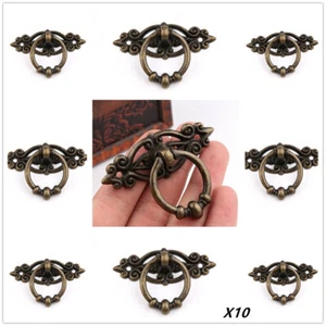 Vintage Handles Cabinet Drawer Cupboard Door Iron Knob Antique Brass Pull 10pcs - Picture 1 of 9