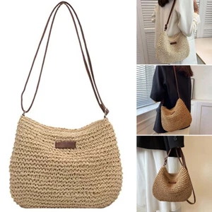 Summer Straw Crossbody Bag Women Beach Woven Shoulder Handbag Purse - Picture 1 of 20