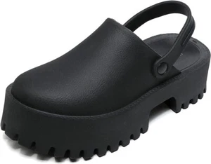 Women Platform Thick Soled Slip On Clogs Casual Non Slip Waterproof - Picture 1 of 4