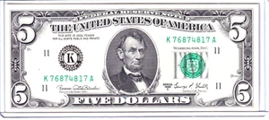 Billete de 5 dólares de la Reserva Federal Dallas 1969-C #K76874817A - Imagen 1 de 2