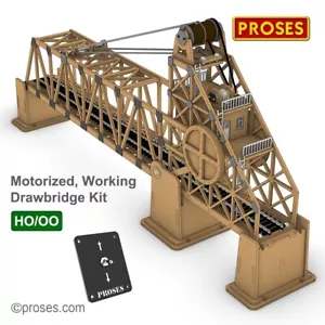 HO SCALE MOTORIZED WORKING DRAWBRIDGE FOR MODEL RAILWAYS - Picture 1 of 6