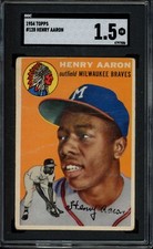 1954 Topps #128 Henry Hank Aaron Rookie SGC 1.5 HOF Milwaukee Braves RC Card