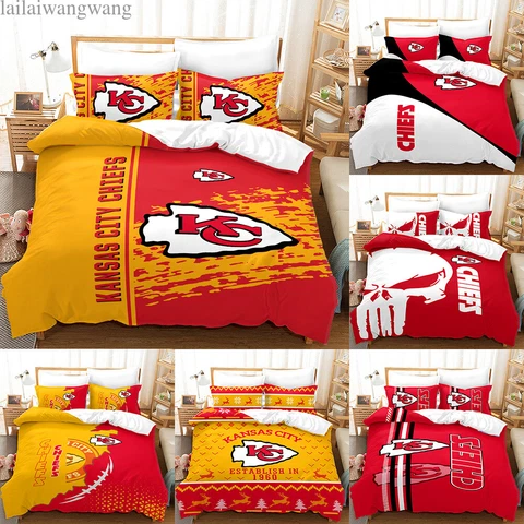 Kansas City Chiefs 3 Piece Bedding Set Duvet Comforter CoverCover Pillowcases Cover
