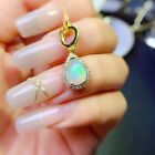 WOmne's Fire Opal Pear Shape Pendant Necklace, Natural Fire Opal Pendant Gold
