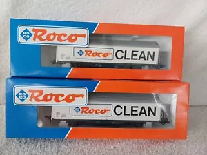 ROCO HO 46400 SBB CFF ROCO LINE TRACK CLEANING GOODS WAGONS X 2 Models 285-4 - Picture 1 of 9