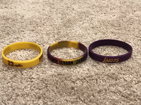 LeBron James Los Angeles Lakers #23 NBA Wristband Bracelet Lot (3) Cover