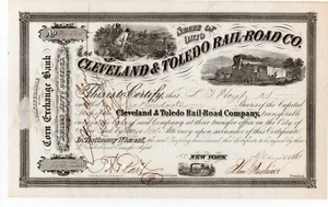 Stock gráfico original del siglo XIX Cleveland & Toledo Railroad company - Imagen 1 de 1