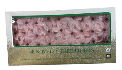 Set Vintage Navidad 35 Rosa Seda Poinsetta Set Probado Novedad Árbol Luz Años 80 Foto 1 de 4