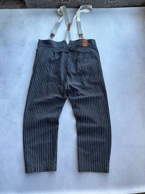 Vintage DUKE W.W. Collection Striped Work Pants with Suspenders Made in Germany - Image 1 of 4