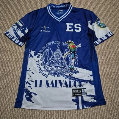 Jersey azul manga corta El Salvador para hombre "El Salvador" talla grande se ajusta como med Foto 1 de 4