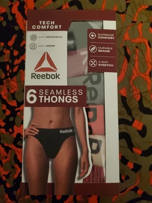 6Pk multi– Reebok Tech Comfort Seamless Thong Anti-Microbial/Anti-Odor WP01 - Image 1 of 4