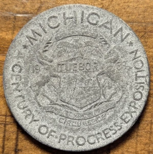1933 Century of Progress Exposition Michigan Dow Metal So Called Dollar HK-473B - Picture 1 of 4